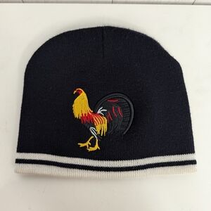 Black Winter Hat With Rooter Embroidered Men's One Size